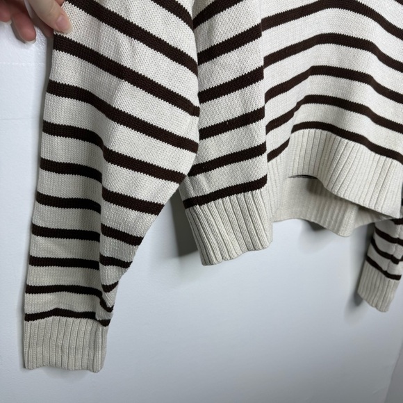 REFORMATION Francesco Brown and Cream Cotton Polo Sweater - Picture 5 of 6